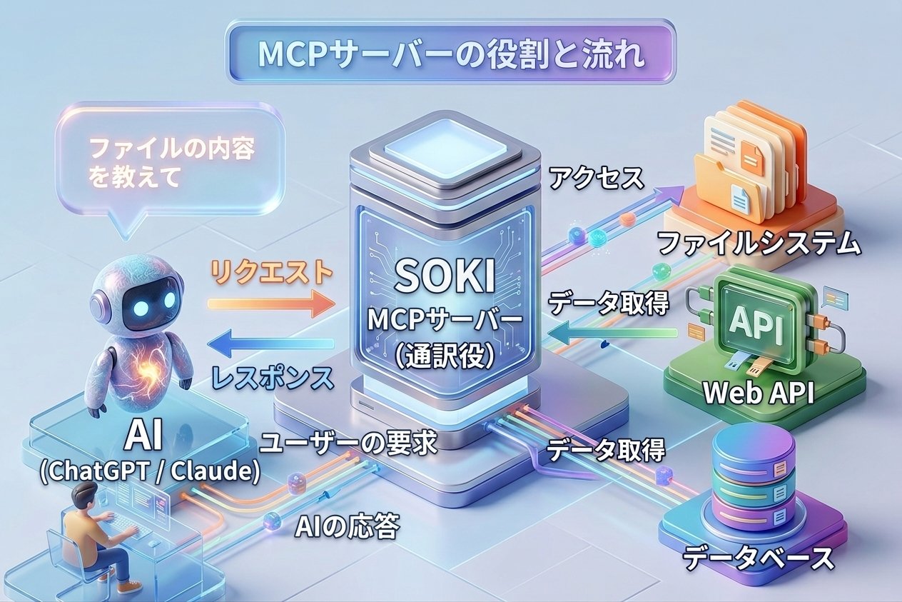 SOKI（想起）— AIとの会話の記憶をあずかるMCPサーバーのしくみ図